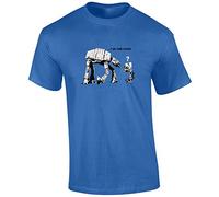 Crown Designs I Am Your Father at-at & at-ST Walker Sci Fi Movie Film Inspired Gift for Young Children T-Shirts Tops (Royal Blue/Ages 9-11 Years)