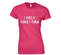 Crown Designs I Direct Midget Porn Funny Rude Humor Gifts for Women Fitted T-Shirts Tops - Hot Pink/S - 6/8