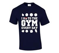 Crown Designs I Go to The Gym Everyday Pocket Monsters Inspired for Men & Teenagers T-Shirts Tops - Navy/Medium