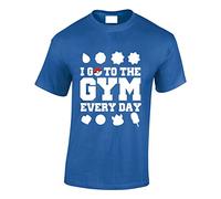 Crown Designs I Go to The Gym Everyday Pocket Monsters Inspired for Men & Teenagers T-Shirts Tops - Royal/Small