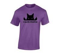 Crown Designs I Hate People Cat Funny Premium Quality Regular Fit T-Shirt Top for Men and Teens - Purple/4XL
