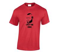 Crown Designs I Pity The Fool B. A. Baracus Silhouette Action TV Show Inspired for Men & Teenagers T-Shirts Tops - Red/Medium