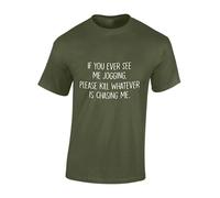 Crown Designs If You Ever See Me Jogging Funny Premium Quality Regular Fit T-Shirt Top for Men and Teens