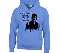 Crown Designs If You Shoot Me Again Daryl Silhoette Zombie TV Show Inspired Gift Unisex Hoodies for Men, Women & Teenagers - Carolina Blue/XX-Large