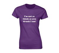 Crown Designs Im Not As Think Funny Premium Quality Fitted T-Shirt Top for Women and Teens - Purple / 12-14