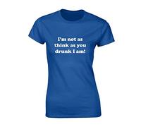 Crown Designs Im Not As Think Funny Premium Quality Fitted T-Shirt Top for Women and Teens - Royal / 8-10