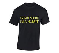 Crown Designs Im Not Short Im a Hobbit Funny Cool for Men & Teenagers T-Shirts Tops - Black/Large