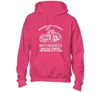 Crown Designs Imagine Life Without Motorbikes Cool Premium Quality Unisex Hoodies for Men, Women and Teens - Pink/M