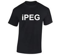 Crown Designs Ipeg Funny Rude Pegging Joke Design Novelty Comedt Gift Top Premium Quality Regular Fit T-Shirt Top for Men and Teens - Black/XXL
