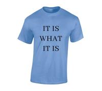 Crown Designs It is What It is Cool Premium Quality Regular Fit T-Shirt Top for Men and Teens - Blue/XL