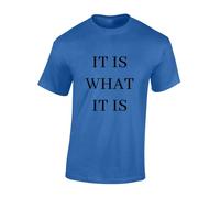 Crown Designs It is What It is Cool Premium Quality Regular Fit T-Shirt Top for Men and Teens - Blue/XXL
