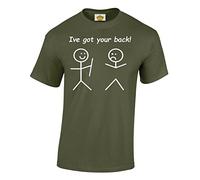 Crown Designs Ive Got Your Back Funny Cool for Men & Teenagers T-Shirts Tops - Military Green/Large