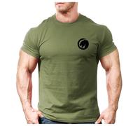 Crown Designs Jaguar Left Chest Bodybuilding Weight-Training Sports Tapered Fit Top for Men and Teens - Military Green/M