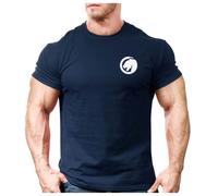 Crown Designs Jaguar Left Chest Bodybuilding Weight-Training Sports Tapered Fit Top for Men and Teens - Navy/XXL