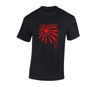 Crown Designs Japan Rising Sun Cool Premium Quality Regular Fit T-Shirt Top for Men and Teens - Black/M