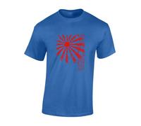 Crown Designs Japan Rising Sun Cool Premium Quality Regular Fit T-Shirt Top for Men and Teens - Blue/M