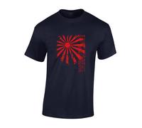 Crown Designs Japan Rising Sun Cool Premium Quality Regular Fit T-Shirt Top for Men and Teens - Blue/XL