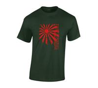 Crown Designs Japan Rising Sun Cool Premium Quality Regular Fit T-Shirt Top for Men and Teens - Green/XXL