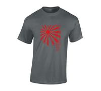 Crown Designs Japan Rising Sun Cool Premium Quality Regular Fit T-Shirt Top for Men and Teens - Grey/XL