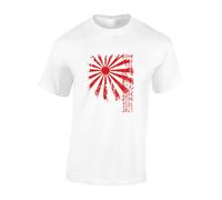 Crown Designs Japan Rising Sun Cool Premium Quality Regular Fit T-Shirt Top for Men and Teens - White/S
