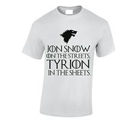 Crown Designs Jon Snow on The Streets Fantasy TV Show Inspired for Men & Teenagers T-Shirts Tops - White/Small