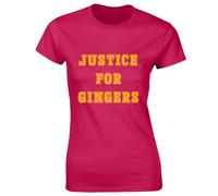Crown Designs Justice for Gingers Ginger Hair Redhead Joke Gift Present Top Premium Quality Fitted T-Shirt Top for Women and Teens - Pink / 8-10