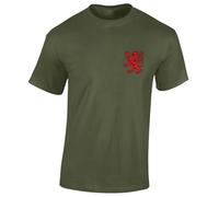 Crown Designs Left Breast Scottish Lion Scotland Flag Football Rugby Clothing Premium Quality Regular Fit T-Shirt Top for Men and Teens - Green / 4XL