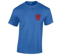 Crown Designs Left Breast Scottish Lion Scotland Flag Football Rugby Clothing Premium Quality Regular Fit T-Shirt Top for Men and Teens - Blue / 4XL