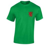 Crown Designs Left Breast Scottish Lion Scotland Flag Football Rugby Clothing Premium Quality Regular Fit T-Shirt Top for Men and Teens - Green / 4XL