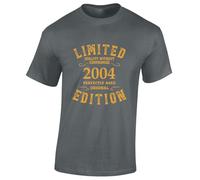 Crown Designs Limited Edition 2004 21St Birthday Gift Present Idea Top Funny Cool Premium Quality Regular Fit T-Shirt Top for Men and Teens - Grey/S