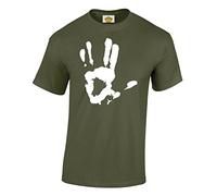 Crown Designs Live Long & Prosper Hand Print Sci Fi Movie Film Inspired for Men & Teenagers T-Shirts Tops - Military Green/XX-Large