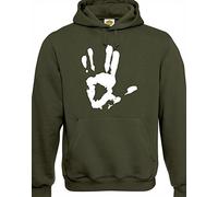 Crown Designs Live Long & Prosper Hand Print Sci Fi Movie Film Inspired Gift Unisex Hoodies for Men, Women & Teenagers Military Green
