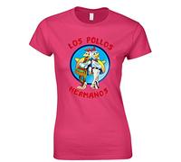 Crown Designs Los Pollos Hermanos Crime Lord TV Show Inspired Gift for Women & Teenagers Fitted T-Shirts Tops - Hot Pink/L - 10/12