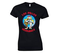 Crown Designs Los Pollos Hermanos Crime Lord TV Show Inspired Gift for Women & Teenagers Fitted T-Shirts Tops - Black/L - 10/12