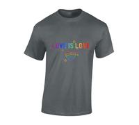 Crown Designs Love is Love Pride LGBTQ Community Out & Proud Premium Quality Regular Fit T-Shirt Top for Men and Teens - Grey/XL