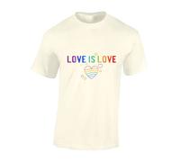 Crown Designs Love is Love Pride LGBTQ Community Out & Proud Premium Quality Regular Fit T-Shirt Top for Men and Teens - Brown/L