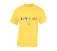 Crown Designs Love is Love Pride LGBTQ Community Out & Proud Premium Quality Regular Fit T-Shirt Top for Men and Teens - Yellow/XL