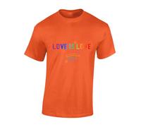 Crown Designs Love is Love Pride LGBTQ Community Out & Proud Premium Quality Regular Fit T-Shirt Top for Men and Teens - Orange/XL