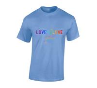 Crown Designs Love is Love Pride LGBTQ Community Out & Proud Premium Quality Regular Fit T-Shirt Top for Men and Teens - Blue/XXL