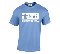 Crown Designs M62 Highway to Hull Funny Cool for Men & Teenagers T-Shirts Tops - Carolina Blue/Medium