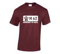Crown Designs M62 Highway to Hull Funny Cool for Men & Teenagers T-Shirts Tops - Maroon/XX-Large