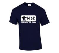 Crown Designs M62 Highway to Hull Funny Cool for Men & Teenagers T-Shirts Tops - Navy/X-Large