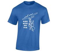 Crown Designs Make Music Not War Musician Peace Protest Band Dj Vinyl Cool Top Premium Quality Regular Fit T-Shirt Top for Men and Teens - Blue/XL