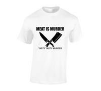Crown Designs Meat is Murder Funny Premium Quality Regular Fit T-Shirt Top for Men and Teens