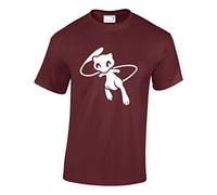 Crown Designs Mew Pocket Monsters Inspired for Men & Teenagers T-Shirts Tops - Maroon/Medium