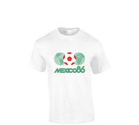 Crown Designs Mexico 86 Cool Novelty Premium Quality Regular Fit T-Shirt Top for Men and Teens - White/Small