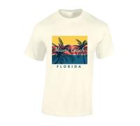 Crown Designs Miami Beach Florida Cool Premium Quality Regular Fit T-Shirt Top for Men and Teens - Brown/M