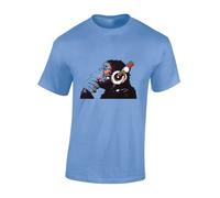 Crown Designs Monkey Dj Banksy Street Artist Inspired Premium Quality Regular Fit T-Shirt Top for Men and Teens - Blue/L