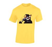 Crown Designs Monkey Dj Banksy Street Artist Inspired Premium Quality Regular Fit T-Shirt Top for Men and Teens - Yellow/XXL