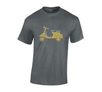 Crown Designs Moped Scooter Cool Novelty Premium Quality Regular Fit T-Shirt Top for Men and Teens - Charcoal/3XL